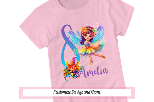 Fairy Girl Birthday Shirt, Fairy Birthday Party Outfit, Custom Fairy Clothing, Personalized Fairy Shirt, Fairies Fae Fairy Core Flower Tee