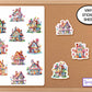 Fairytale Candy Covered Gingerbread House Stickers, Party Favors Sticker Sheet, Phone Case Sticker, Cute Journal Stickers, Planner Stickers