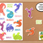 Axolotl Sticker Sheet, Mexican Salamander Journaling Sticker Book, Kawaii Sticker Sheet,, Planner Stickers, Axolotl Birthday Party Favors