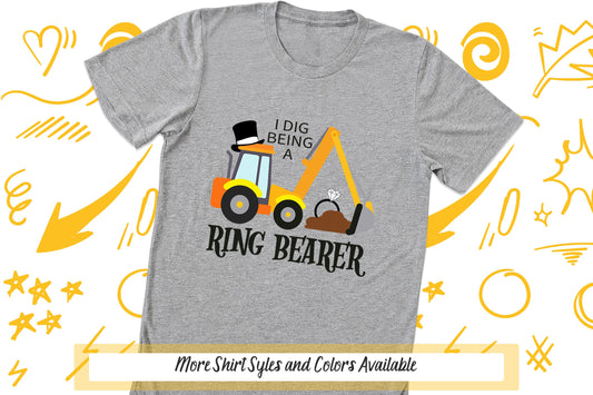 Ring Bearer Shirt, Mr Bulldozer, I Dig Being A Ring Bearer, Ring Bearer Outfit, Ring Bearer Proposal, Bridal Party Shirts, Ring Bearer Gift