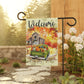 Old Truck With Pumpkins Welcome Fall Garden Flag, Pumpkin Decor Autumn House Flag, Thanksgiving Flag, Fall Welcome Metal Sign, Retro Vintage