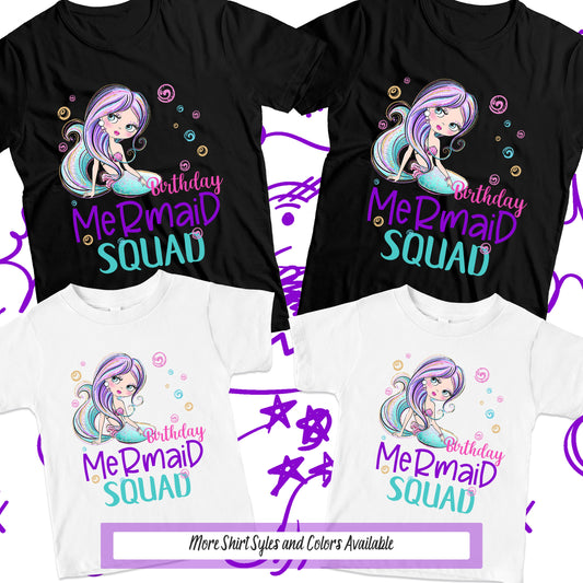 Mermaid Birthday Squad Shirt, Matching Family Shirts, Girls Birthday Party Shirt, Family Cruise Shirt, Nautical Shirt, Summer Party T-shirts