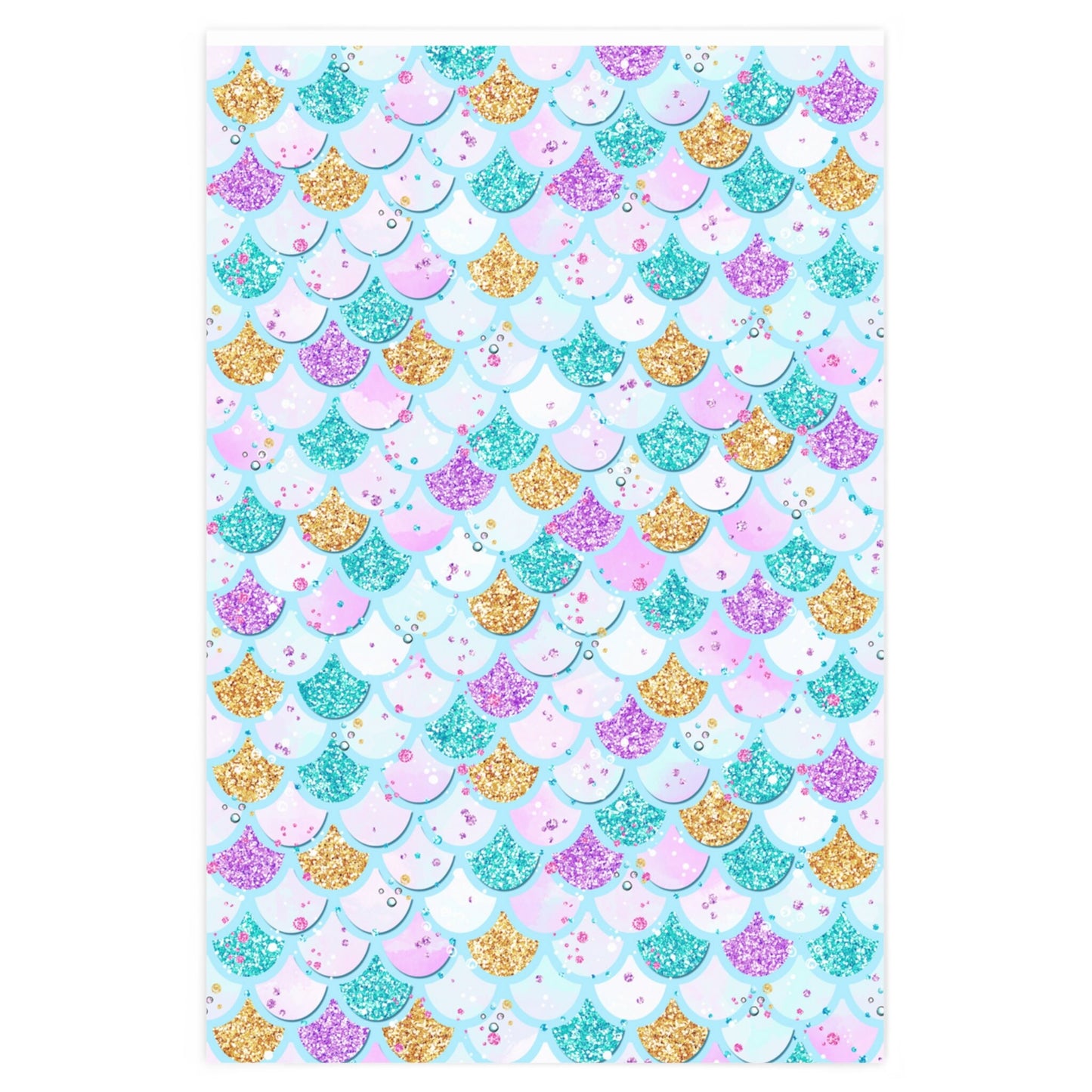 Mermaid Tail Birthday Gift Wrapping Paper, Pastel Blue Scales Pattern Paper, Baby Shower Wrap Paper, Mermaid Party Decor Christmas Gift Wrap