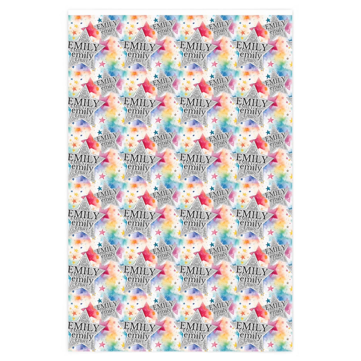 Personalized Dreamy Watercolor Stars Gift Wrapping Paper Roll, Birthday Gift Wrap Paper, Christmas Wrapping, Baby Shower Name Wrapping Paper