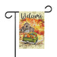 Old Truck With Pumpkins Welcome Fall Garden Flag, Pumpkin Decor Autumn House Flag, Thanksgiving Flag, Fall Welcome Metal Sign, Retro Vintage