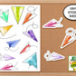 Airplane Sticker Sheet, Paper Plane Journaling Stickers, Work Stickers, Boys Birthday Gift, Funny School Teacher Stickers, Journal Stickers