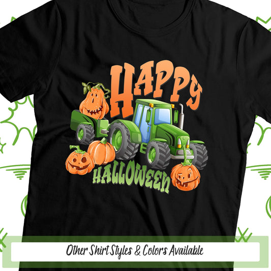 Green Tractor Happy Halloween Shirt, Baby Boys Halloween Design Pumpkin Shirt, Halloween Kids Shirt, Pumpkin Patch Shirts, Spooky Season Tee