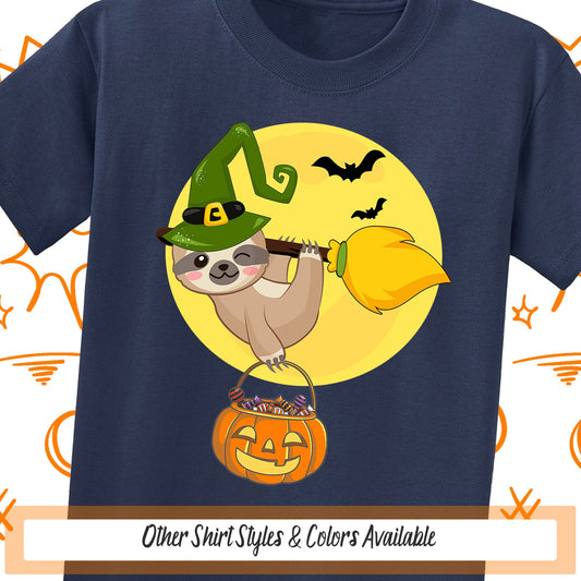 Sloth Halloween TShirt, Girls Sloth Shirt, Witch Sloth Gift, Cute Animal Shirt, Pumpkin Shirt, Cute Halloween Witch, Happy Halloween Shirt,