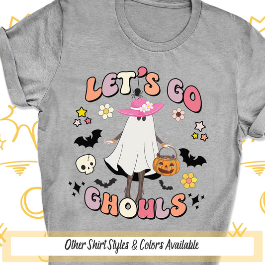 Lets Go Ghouls Cowgirl Ghost Spooky Babe Shirt, Kids Western Halloween Pastel Ghost Halloween Tshirt, Happy Halloween Ghost Boo Shirt Gifts
