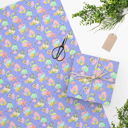 Purple Dinosaur Pattern Gift Wrap Paper, Girl Dinosaur Print Love Gift, Dinosaur Art, Gift Wrapping Paper, Dinosaur Gifts, Baby Girl Gifts