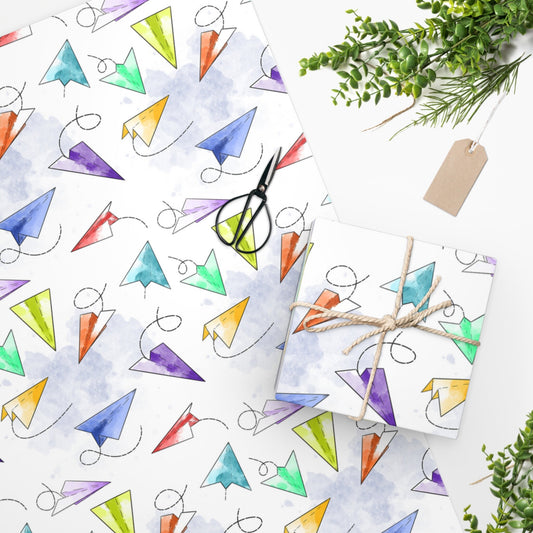 Paper Airplane Gift Wrap, Kids Wrapping Paper Roll, Plane Birthday Wrapping Gift Paper, Xmas Wrapping, Funny Wrapping Paper for Teacher Gift