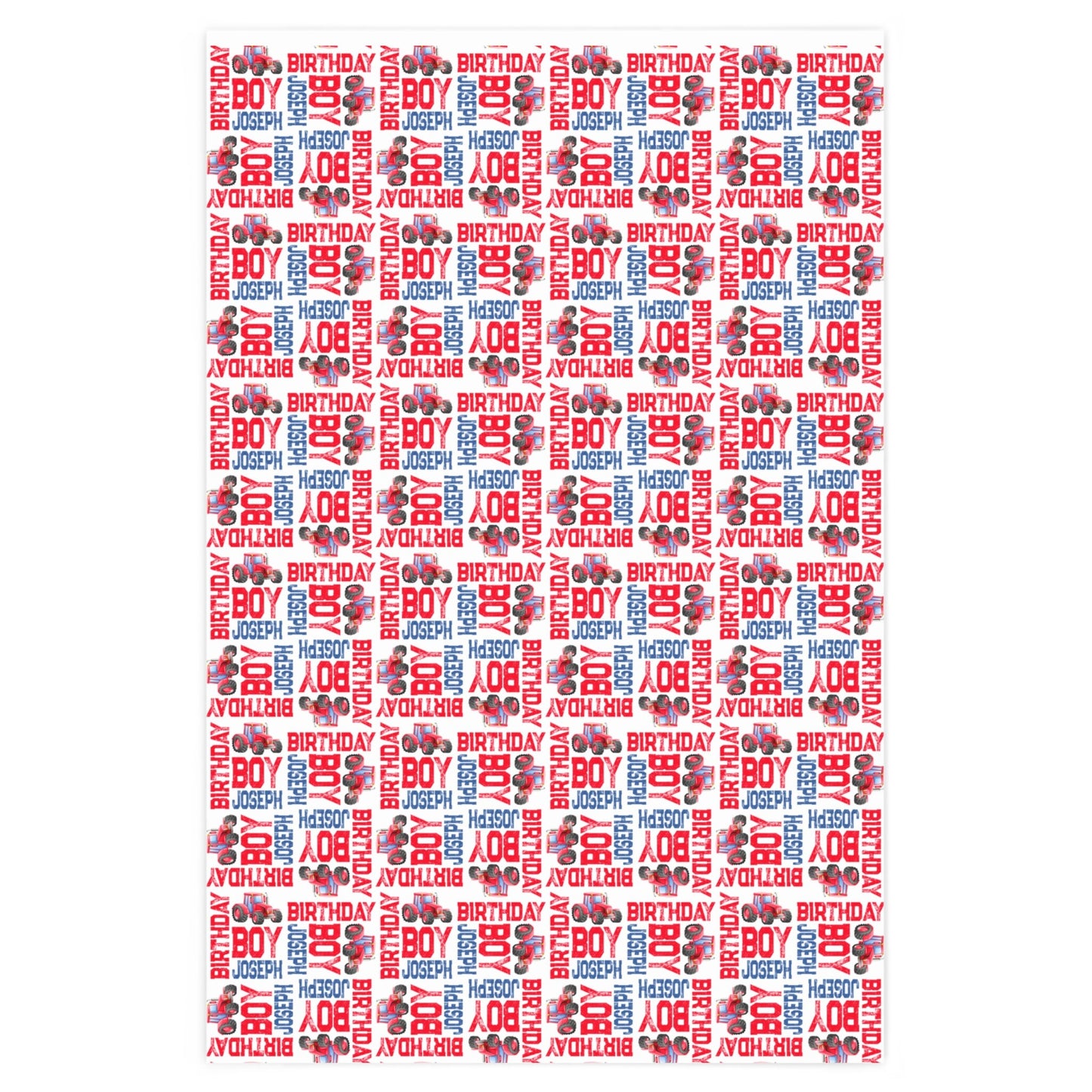Red Tractor Birthday Boy Personalized Gift Wrapping Paper, Farm Party Gift Wrap Paper, Baby Shower Wrapping Paper Roll, Personalized Name