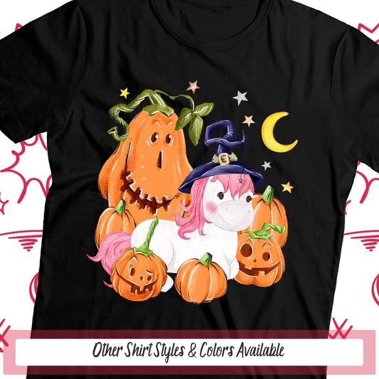 Cute Unicorn with Jack O Lanterns Halloween Tshirt, Unicorn Shirts, Halloween Kids Shirt Unicorn Gift, Teacher Halloween Witch Pumpkin Shirt