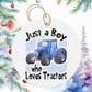 Just A Boy Who Loves Tractors Farm Boy Christmas Ornament, Kids Ornaments Boy Christmas Gift, Holiday Present Gift Tag, Farmer Boys Ornament