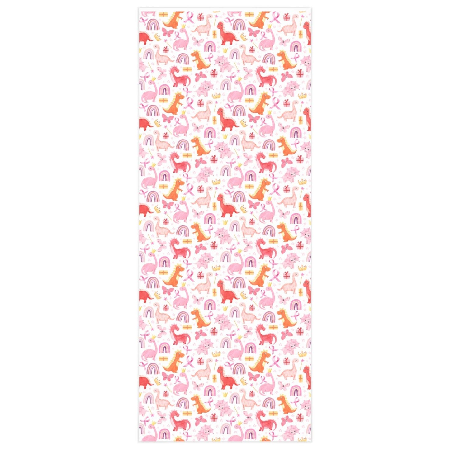 Girl Dinosaur Pink Breast Cancer Ribbon Gift Wrap Paper, Pink Wrapping Paper, Cancer Awareness Love Gift, Cancer Survivor Breast Cancer Gift