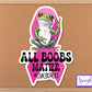All Boobs Matter Peace Frog Breast Cancer Ribbon Sticker, Pink Sticker, Planner Stickers, Breast Cancer Gift, Feminism Sticker, Laptop Decal