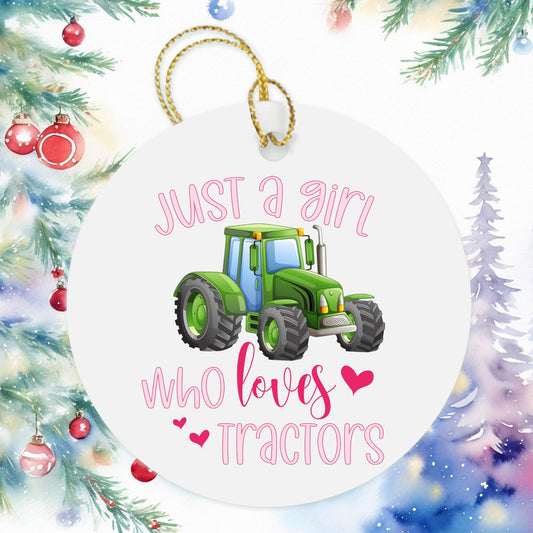 Just A Girl Who Loves Tractors Christmas Ornament, Farmer Ornament, Besties Ornament Wine Gift Bag Tag, Christmas Gift Tag, Holiday Present