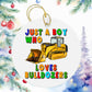 Just A Boy Who Loves Bulldozers Christmas Ornament, Kids Ornaments Boy Christmas Gift, Holiday Present Gift Tag Construction Truck Ornament