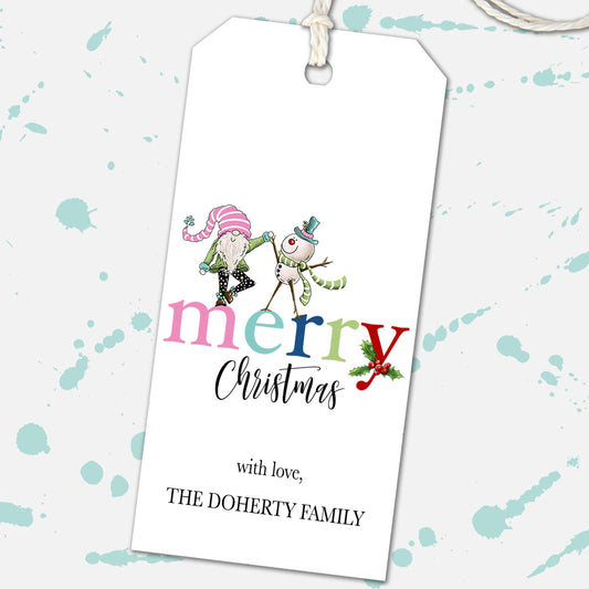Personalized Gnome Santa Gift Tags, Gnome Stickers, Holiday Gnome Christmas Present Tags, Merry Christmas, Christmas Gift Tags, Wine Tags