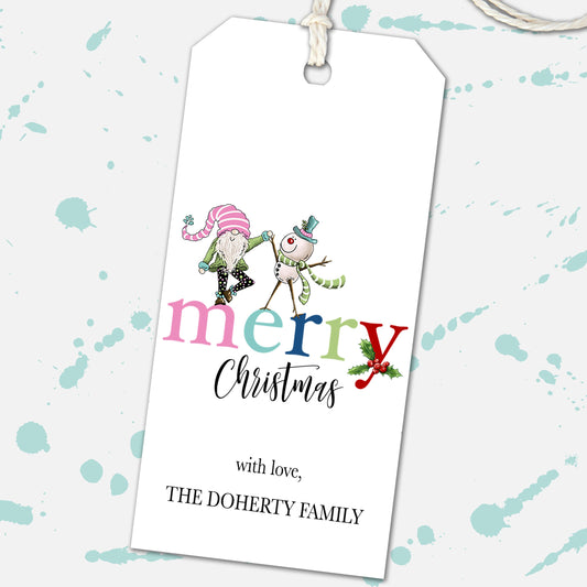 Personalized Gnome Santa Gift Tags, Gnome Stickers, Holiday Gnome Christmas Present Tags, Merry Christmas, Christmas Gift Tags, Wine Tags