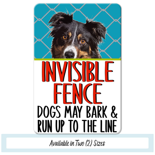 Tri-Color Border Collie Dog Yard Sign, Invisible Fence Warning Sign, Dog Owner Dog Mom Gift Porch Sign, Outdoor Dog Fence Sign For A Home