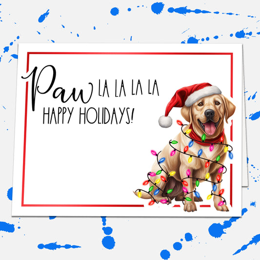 Paw La La La La Labrador Retriever Dog Christmas Card, Happy Holidays Card Set, Blank Card Christmas Stationery, Funny Dog Owner Xmas Card