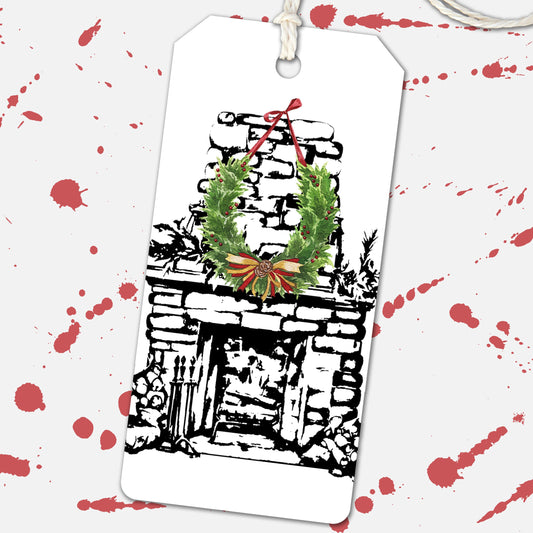 Watercolor Christmas Gift Tags, Wreath on Fireplace, Wine Tag, Present Tags, Holiday Tags, Merry Christmas Gift Thank You Tags, Xmas Gift