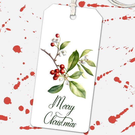 Mistletoe Merry Christmas Gift Tags, Christmas Present Tags, Stocking Tags, Holiday Gift Tags Hang Tags, Handmade Tags, Party Favor Tag