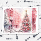 Pink Watercolor Christmas Tree Holiday Cards, Merry Christmas Card Set, Watercolor Tree, Pink Christmas Party Greeting Card, Retro Xmas Card