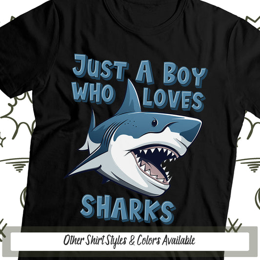 Just A Boy Who Loves Sharks Animal Shirt, Shark Gift, Birthday Party Shirt, Kids Shirt Gift For Him, Ocean Animal Lover Beach Vacation Shirt