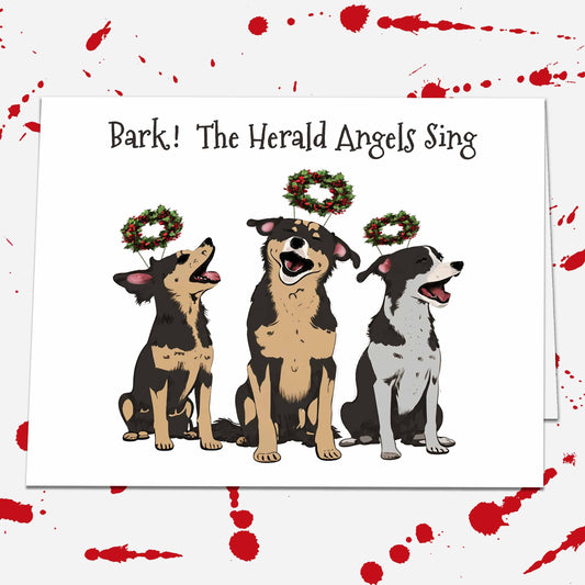 Bark The Herald Angels Sing Dog Christmas Card, Happy Holidays Card Set, Blank Card Christmas Stationery, Funny Dog Owner Xmas Carol Card