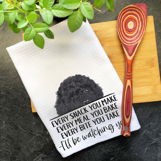 Black Toy Poodle Funny Towel, Every Snack You Make Dog Hand Towel, Waffle Weave Towel Poodle Mom Gift, Havapoo Tea Towel Toy Poodle Decor