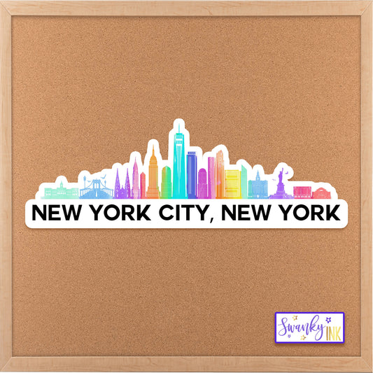 New York City Skyline Vinyl Sticker, Phone Sticker, Welcome Bag Stickers, Journal Sticker, Sticker Label, Computer Stickers, Laptop Sticker
