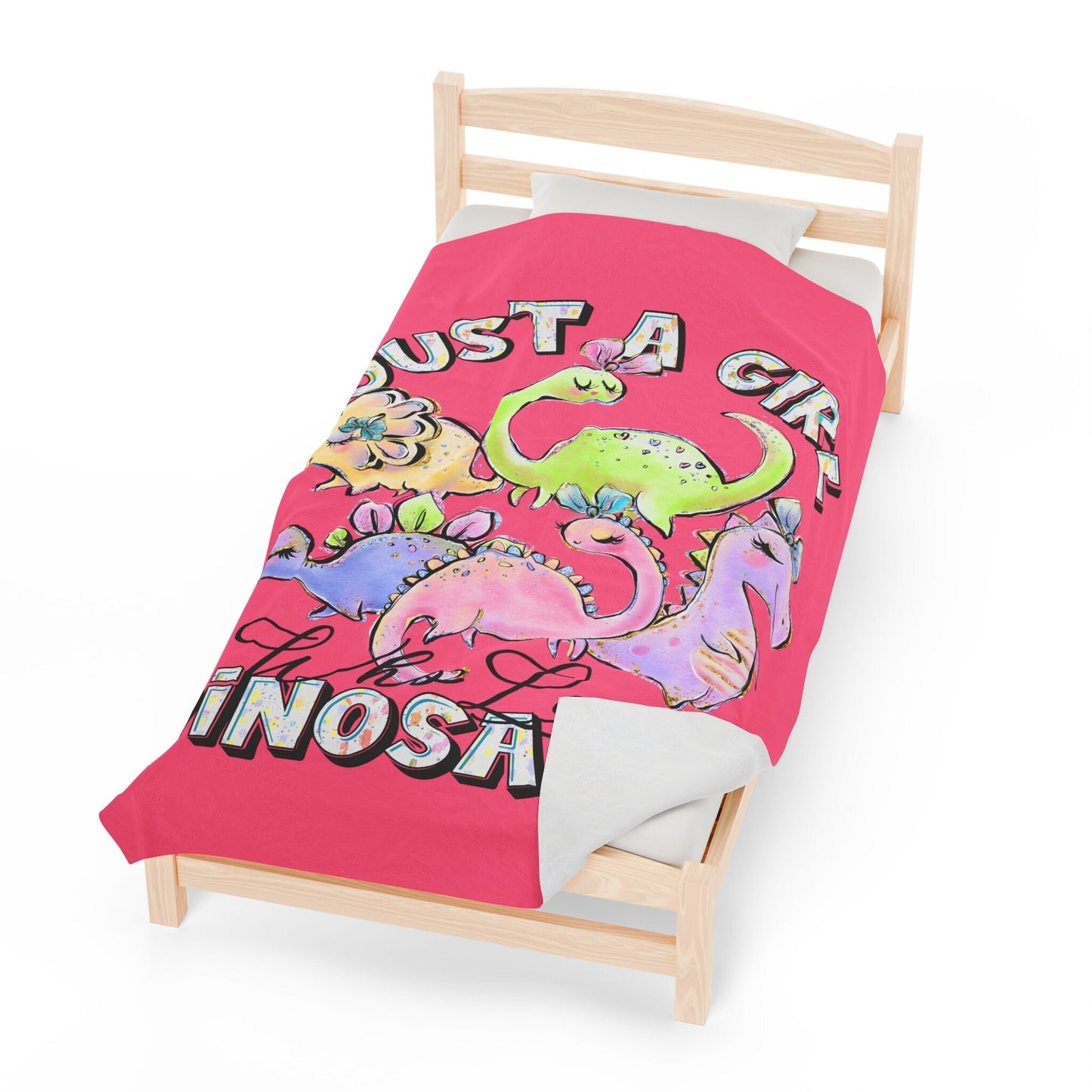 Just A Girl Who Loves Dinosaurs Plush Velveteen Blanket, Comfy Bed Blanket, Movie Blanket Kids Sleepover Blanket, Snuggle Soft Blanket Throw