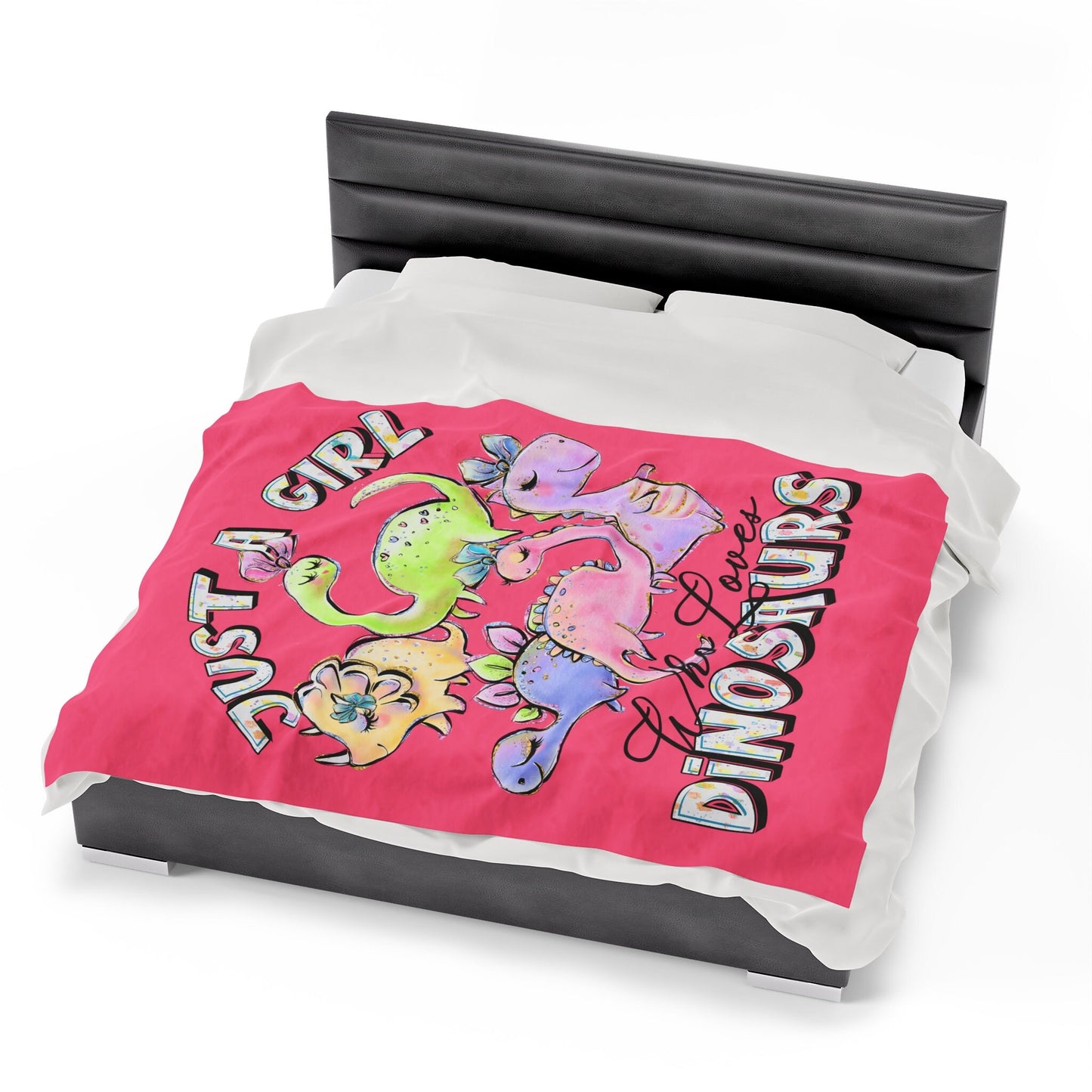 Just A Girl Who Loves Dinosaurs Plush Velveteen Blanket, Comfy Bed Blanket, Movie Blanket Kids Sleepover Blanket, Snuggle Soft Blanket Throw