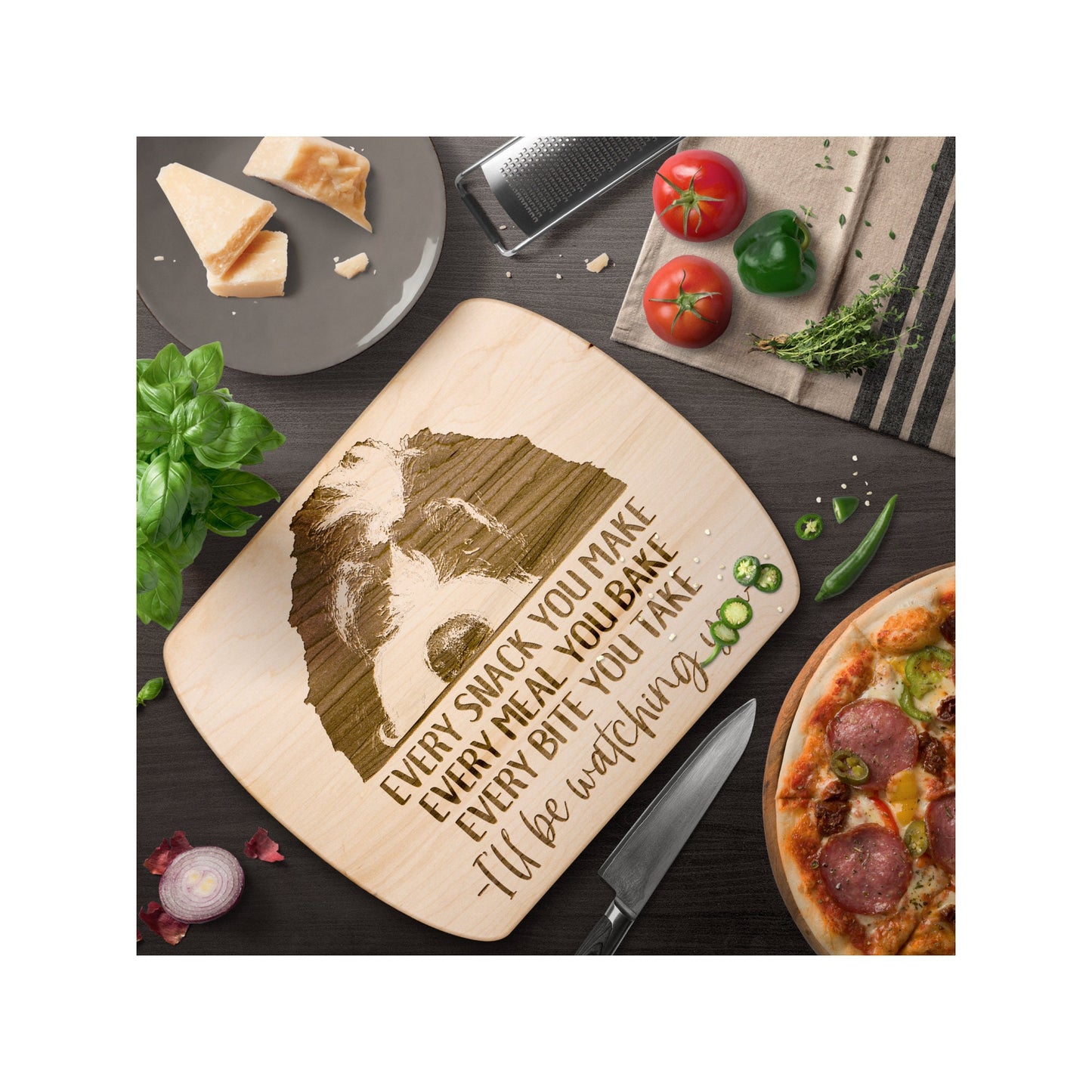 Bernedoodle Snack Funny Cutting Board for Dog Mom, Dog Lover Wood Serving Board, Charcuterie Board, Wooden Chopping Board Gifts for Him