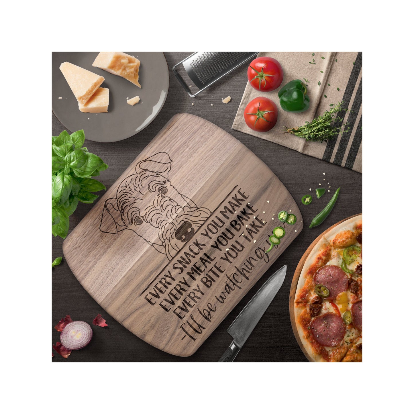 Airedale Terrier Snack Funny Cutting Board for Dog Mom, Dog Lover Wood Serving Board, Charcuterie Board, Wooden Chopping Board Gifts for Him