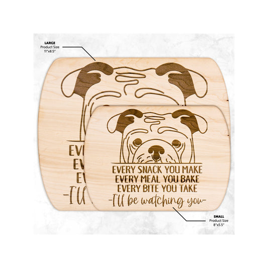 English Bulldog Snack Funny Cutting Board for Dog Mom, Dog Lover Wood Serving Board, Charcuterie Board, Wooden Chopping Board Gifts for Him