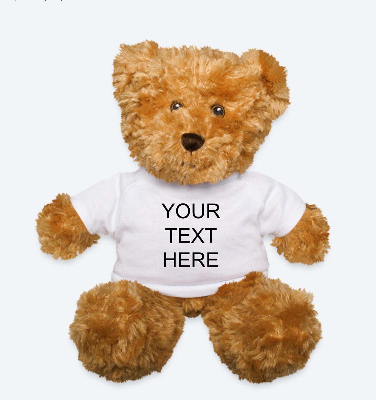 a teddy bear with a t - shirt that says your text here
