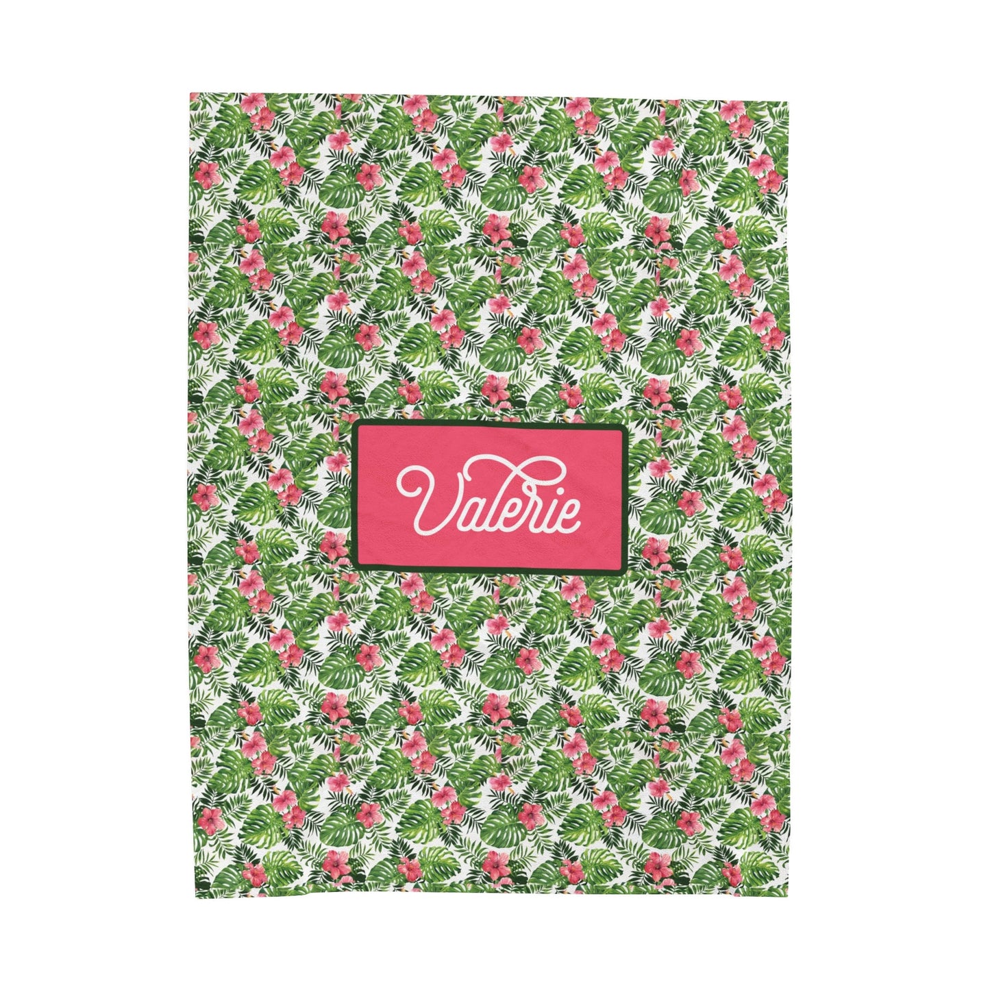 Personalized Blanket, Floral Hawaii Baby Blanket, Plush Velveteen Throw Blanket, Comfy Blanket, Flower Girl Blanket, Cozy Bed Blanket