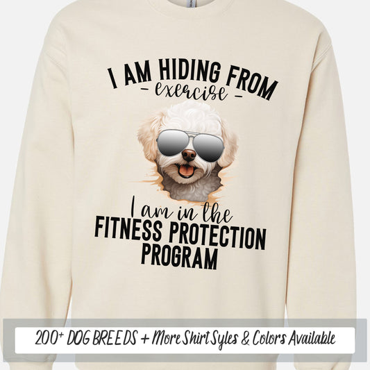 a sweatshirt with a picture of a dog wearing sunglasses