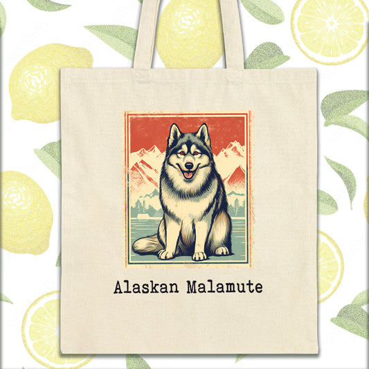 a tote bag with a picture of a dog on it