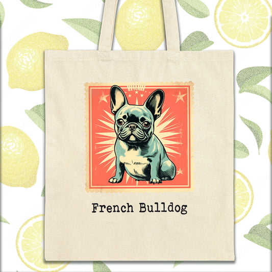 a french bulldog bag with a picture of a dog on it