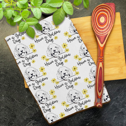 Have A Golden Day Daisies Hand Towel, Kitchen Decor, Kitchen Tea Towel Gift for Golden Mom, Goldendoodle Golden Doodle Mama Bathroom Towel