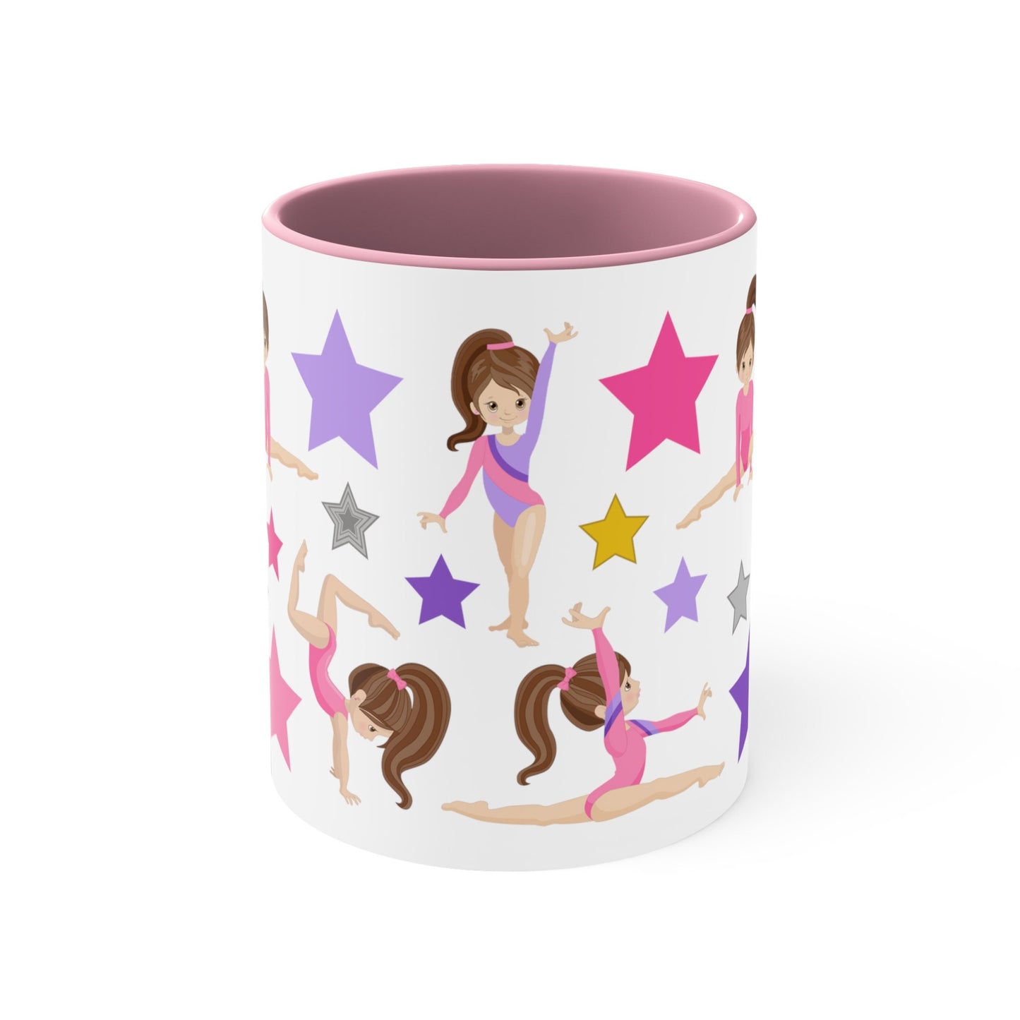 Gymnastics Ceramic Coffee Mug, Cute Gymnasts & Stars Mug for Kids, Coffee Cup Gift Mug, Hot Cocoa Mug, Tea Mug Gift, Tumble Gym Coach Gift