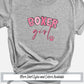 a gray shirt with pink lettering that says boxer girl