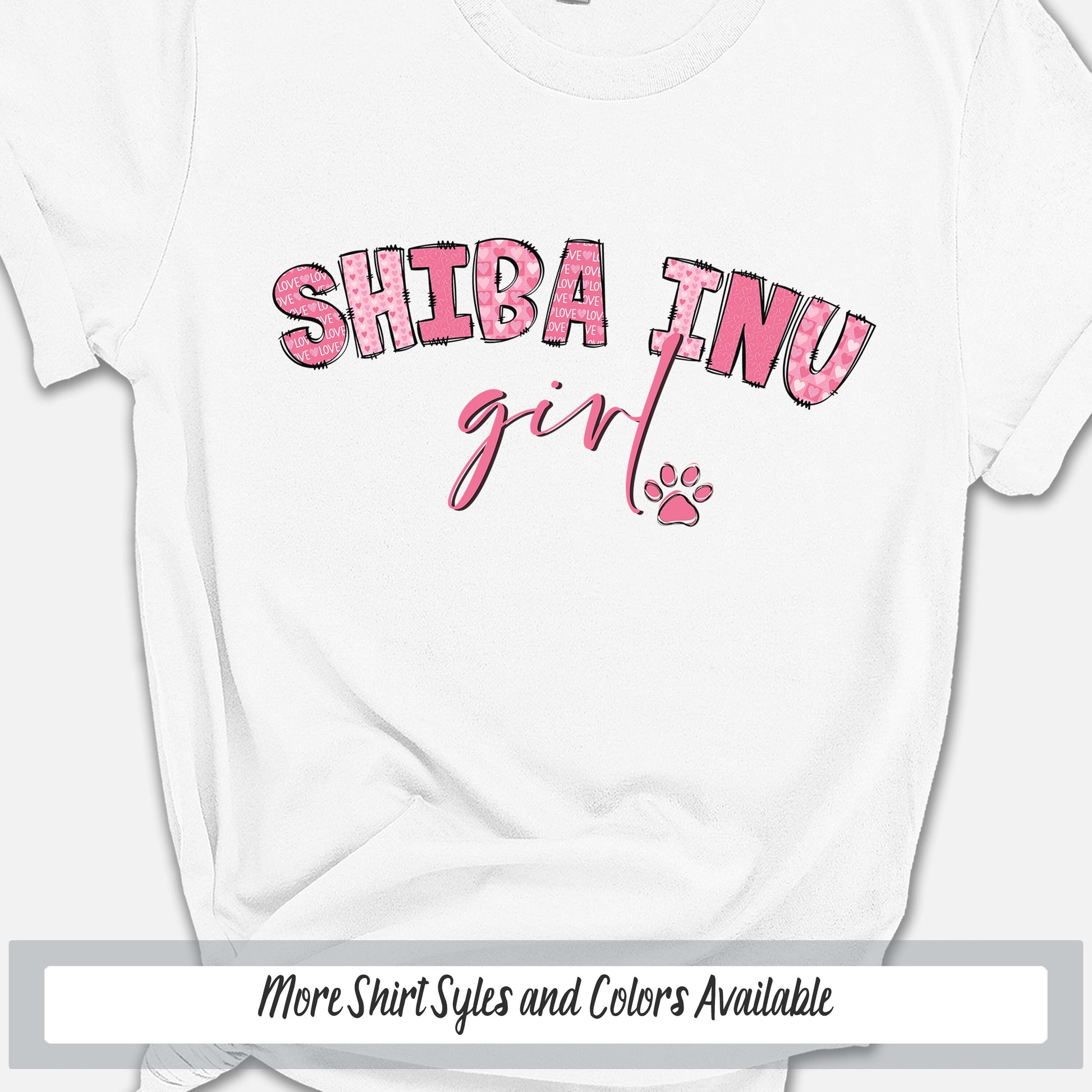 a white shirt with the words shiba - inu girl on it