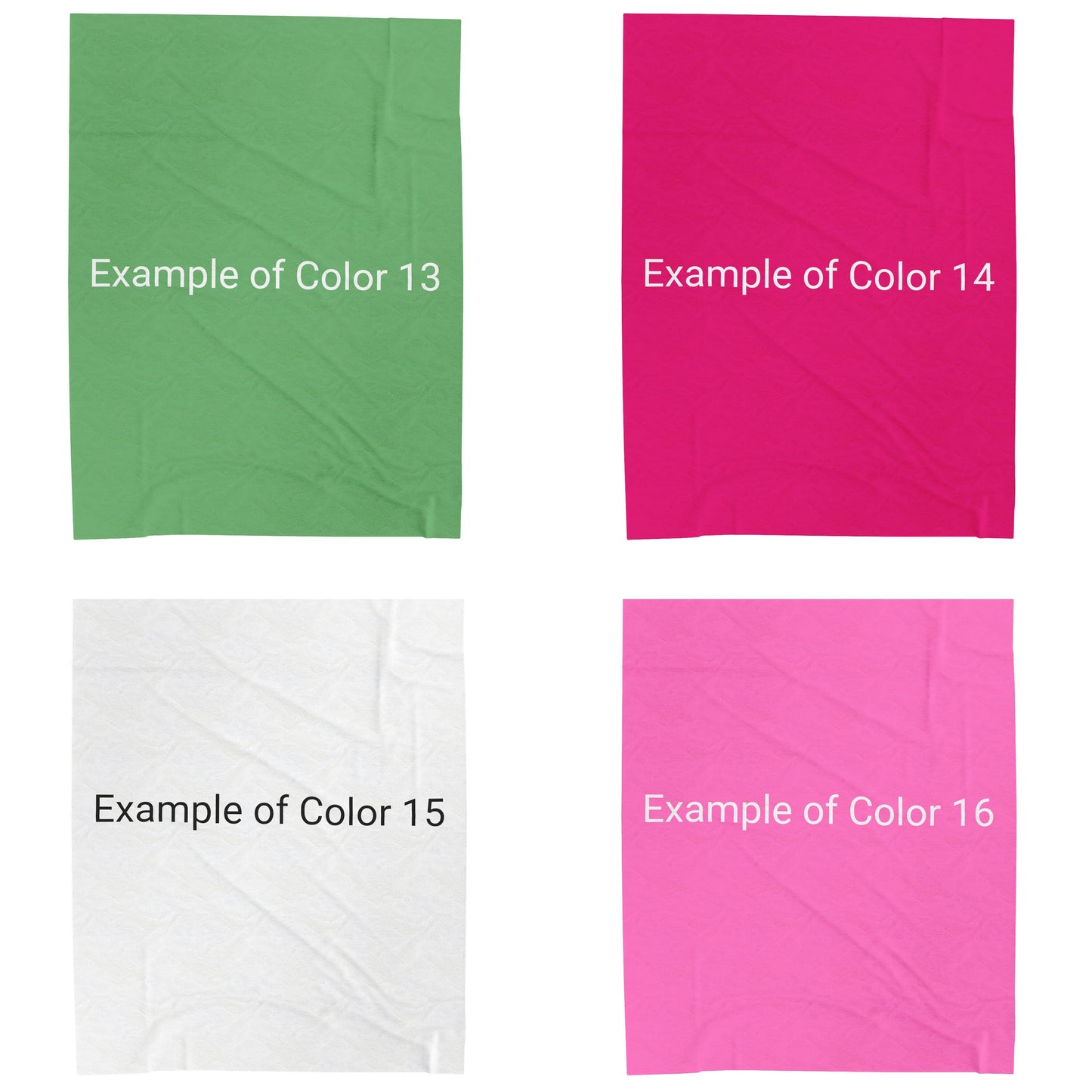 four different colors of paper on a white background