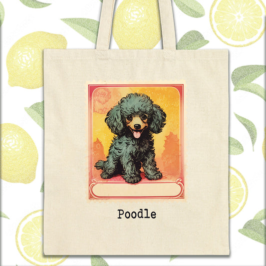 a bag with a picture of a poodle on it