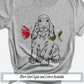 a gray t - shirt with a dog and a rose on it